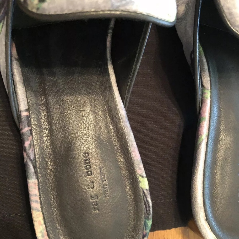 Rag & Bone Savoy Floral Print Velvet Slide Flats Grey Size 8 $425 NWT!! - Picture 5 of 10